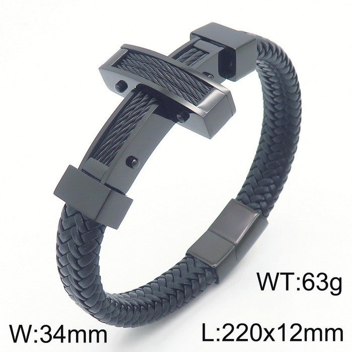 Herrenarmband aus Titanstahl mit Kreuz-Anhänger – Bild 2 | LuxeStyle