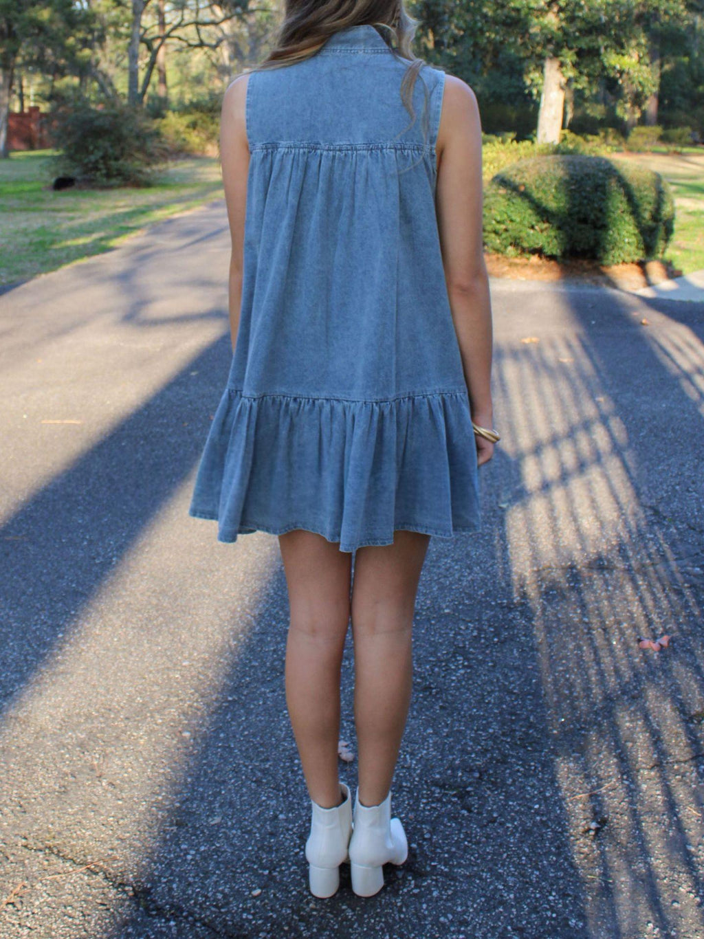 A-Linien-Kleid mit Bogenknopf, Denimblau – Bild 5 | LuxeStyle