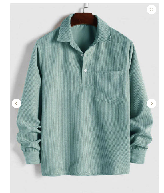 Männerlangarmshirt Cord Aprikose – Bild 2 | LuxeStyle