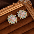 Blumen-Ohrstecker mit Strass & Perlen
