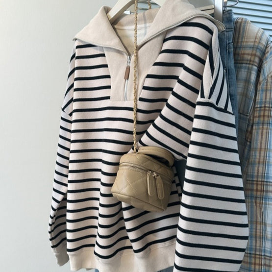 Gestreifter Business Casual Hoodie für Damen – Ansicht 6