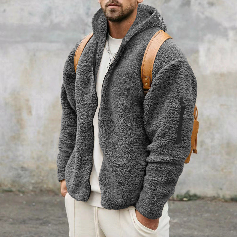 Warme Wende-Fleecejacke mit Kapuze für Herren