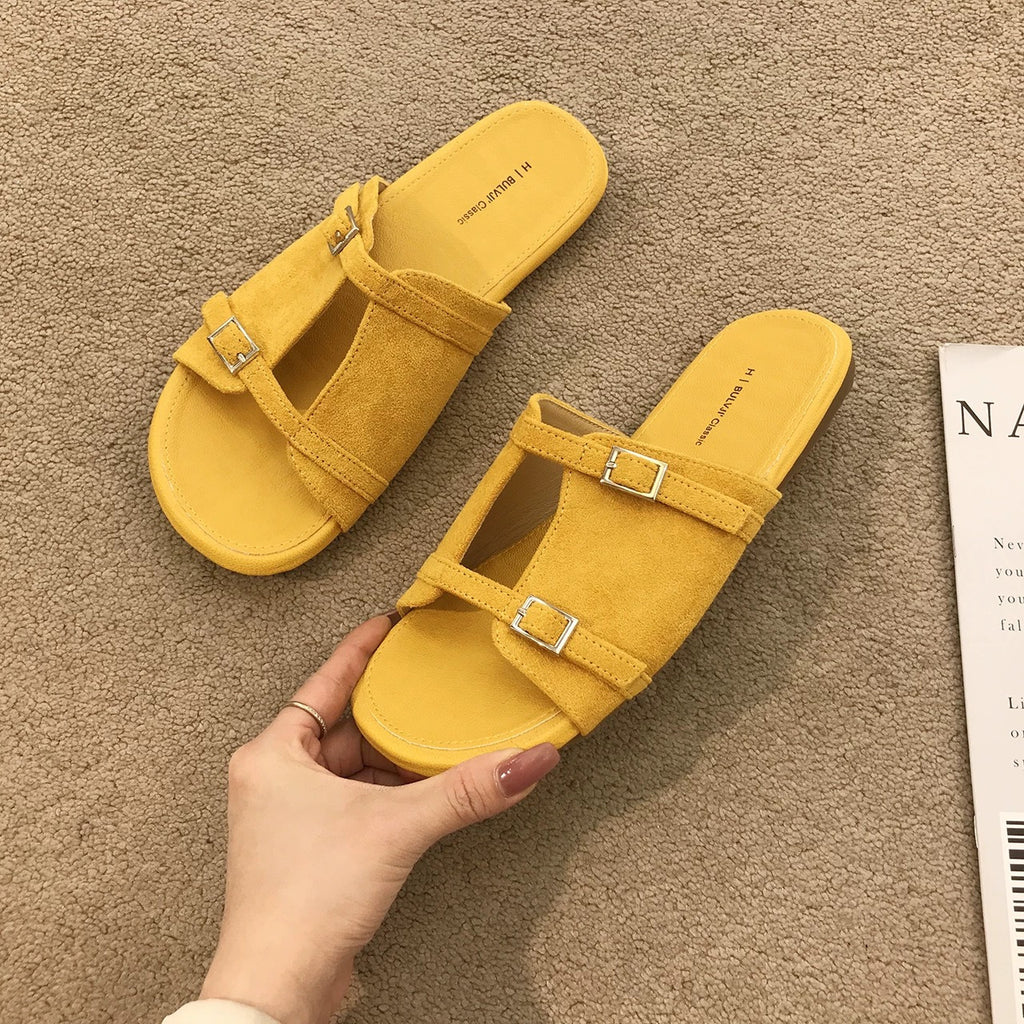 Retro-Sandalen mit flachem Absatz