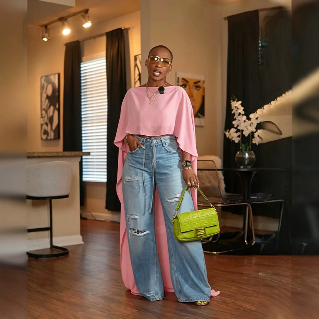 Mesh Maxi Cape mit Fledermausärmeln – Bild 7 | LuxeStyle