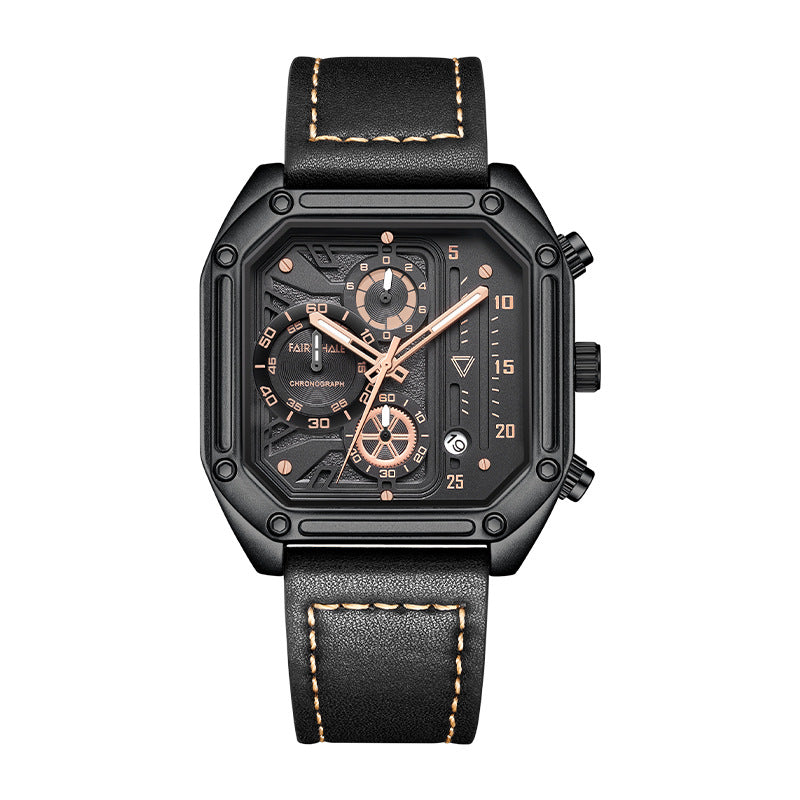 Multifunktionale Quarz-Herrenuhr, eckig – Bild 3 | LuxeStyle