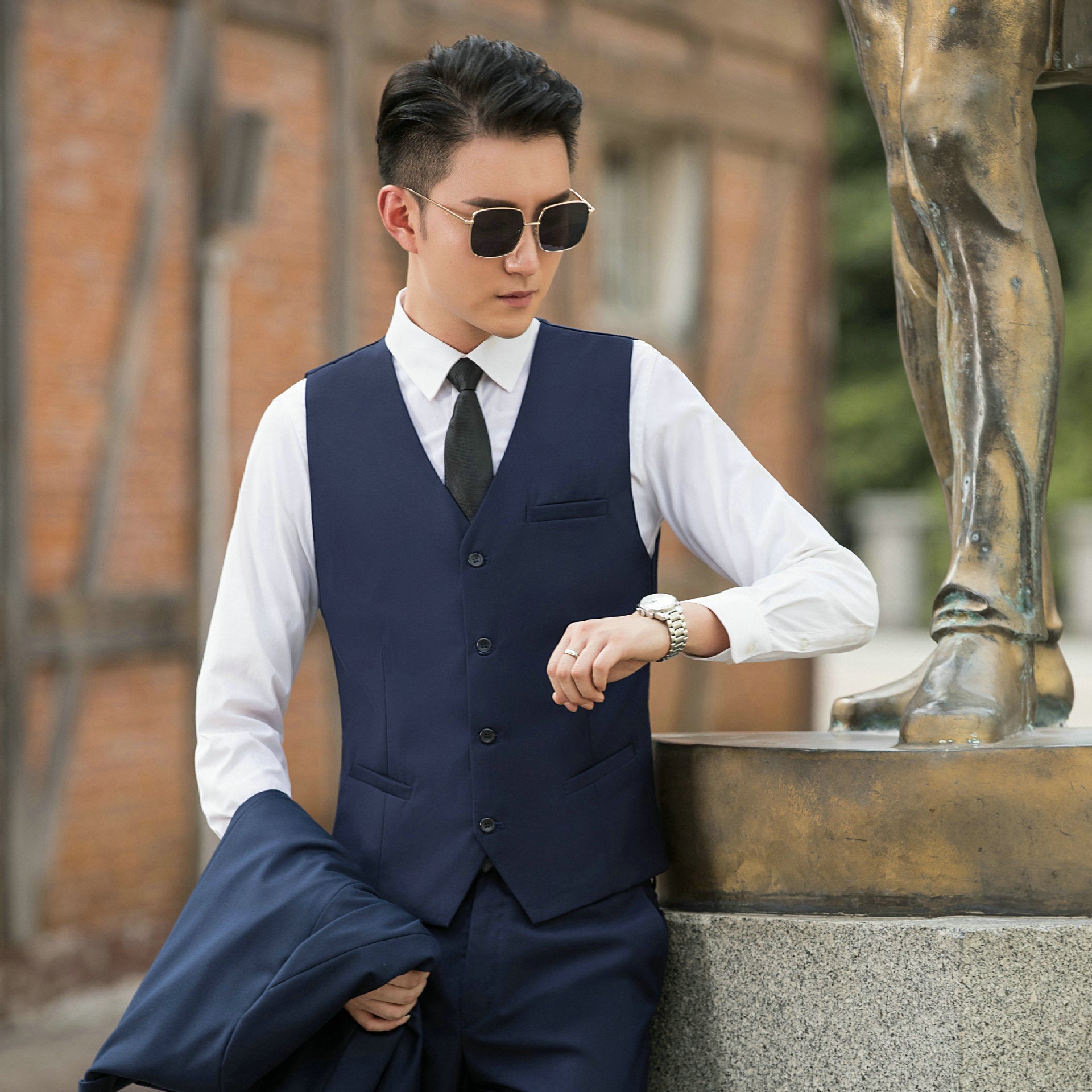 Slim-Fit Herrenweste Korean Style