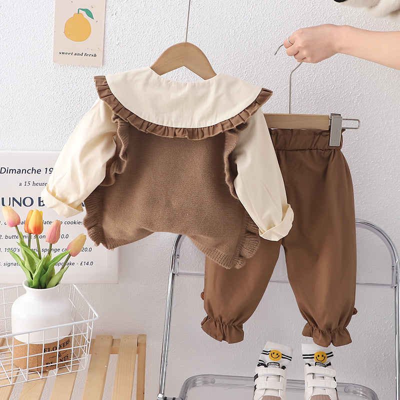 Baby Mädchen Frühling Outfit Set mit Strickpullover | LuxeStyle