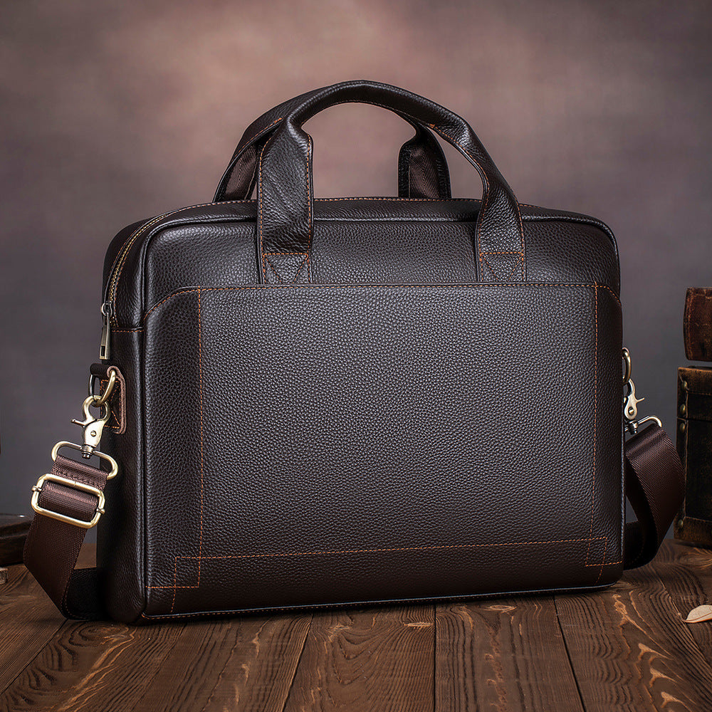 Leder-Umhängetasche für Herren, 15 Zoll, schwarz – Bild 4 | LuxeStyle