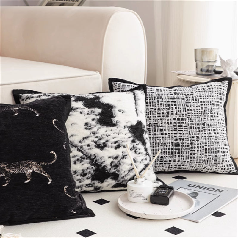 Leopard Kissen ohne Kern, quadratisch, schwarz-weiss | LuxeStyle