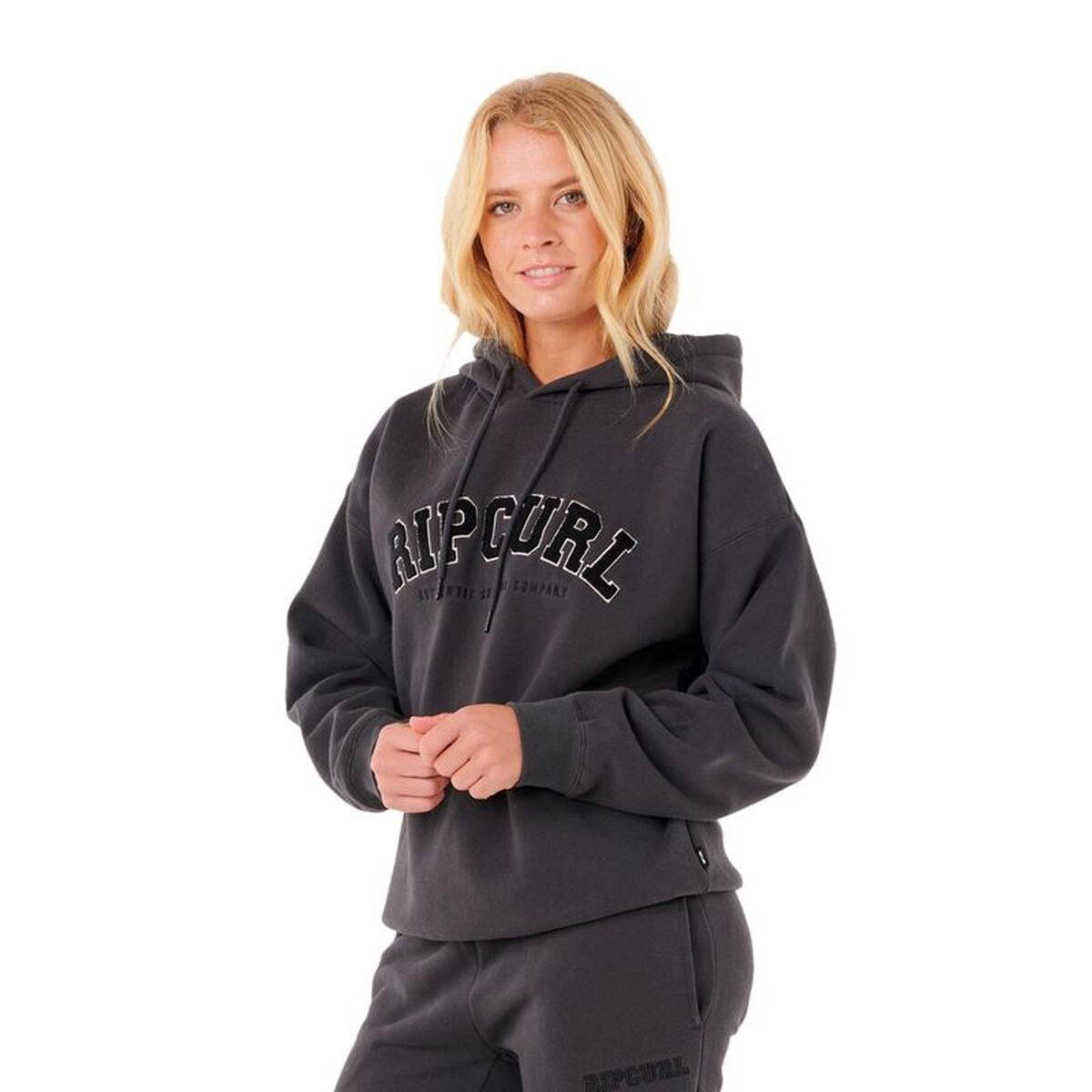 Damen Sweater mit Kapuze Rip Curl Varsity Hoodie Schwarz