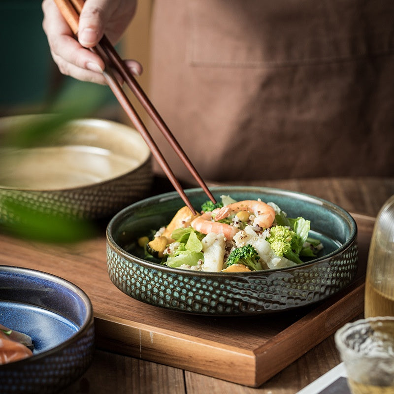 Japanische Keramikplatte – runde, tiefe Teller | LuxeStyle