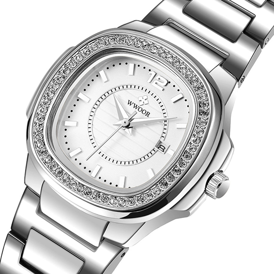 Armbanduhr mit Stahlarmband und Diamanten – Bild 2 | LuxeStyle