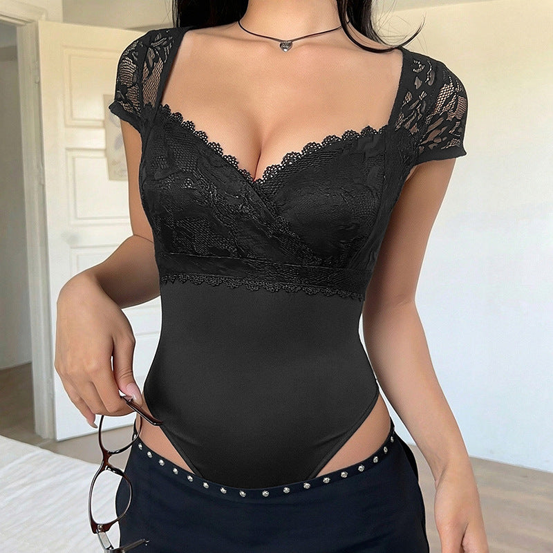 Eleganter Slim-Fit Spitzen-Jumpsuit für Damen
