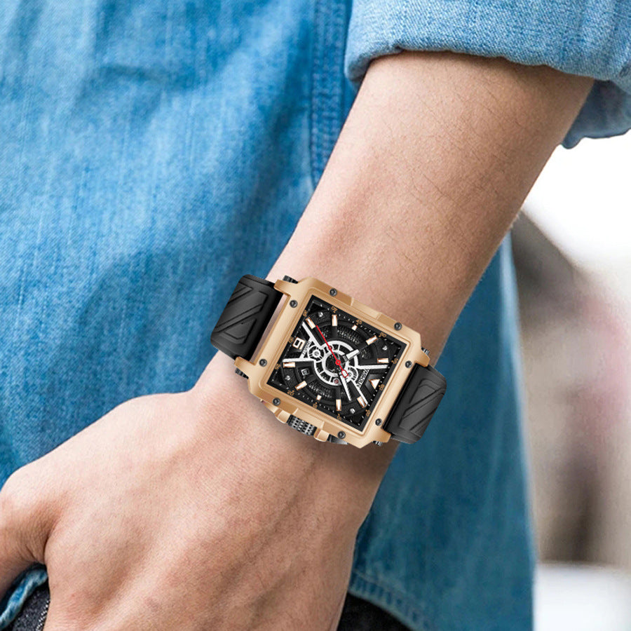 Herren-Armbanduhr mit grossem, quadratischem Zifferblatt – Bild 2 | LuxeStyle
