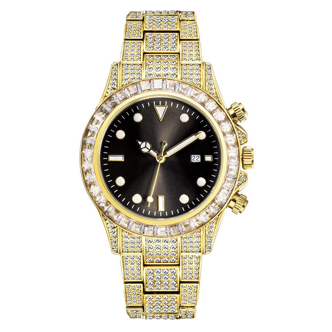 Diamantbesetzte Quarzuhr mit Leuchtzeigern – Bild 4 | LuxeStyle