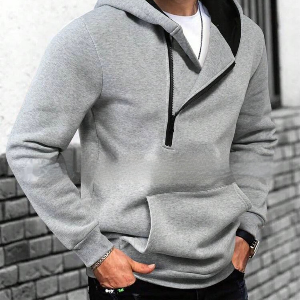 Color-Block Kapuzenpullover mit Half-Zip