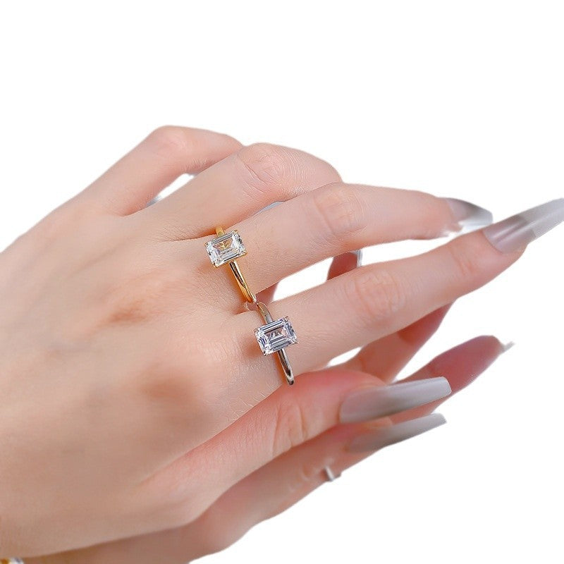 Minimalistischer quadratischer Ring mit Diamant – Bild 3 | LuxeStyle