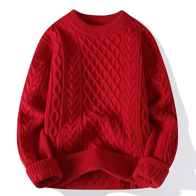 Fleecegefütterter Rundhals-High-Neck Pullover