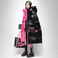 Extra dicke Daunenjacke im Patchwork-Stil