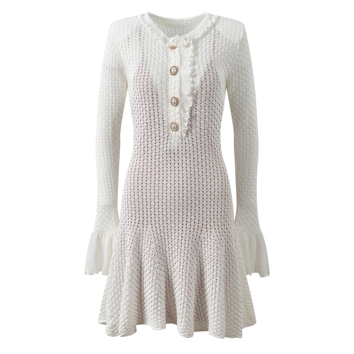 Elegantes Strickkleid mit Spitze – Bild 5 | LuxeStyle