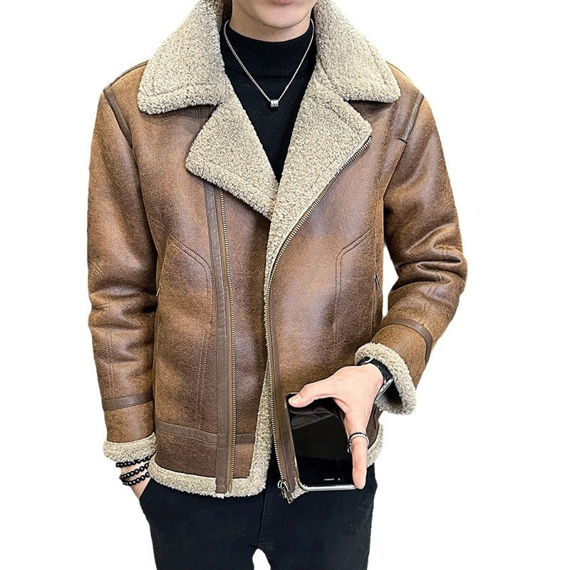 Lederjacke mit Fleece-Futter
