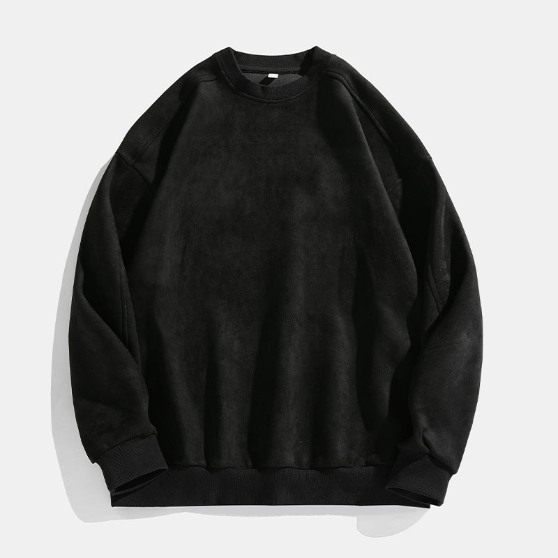 Herren Hoodie Suede-Optik, uni, lässig