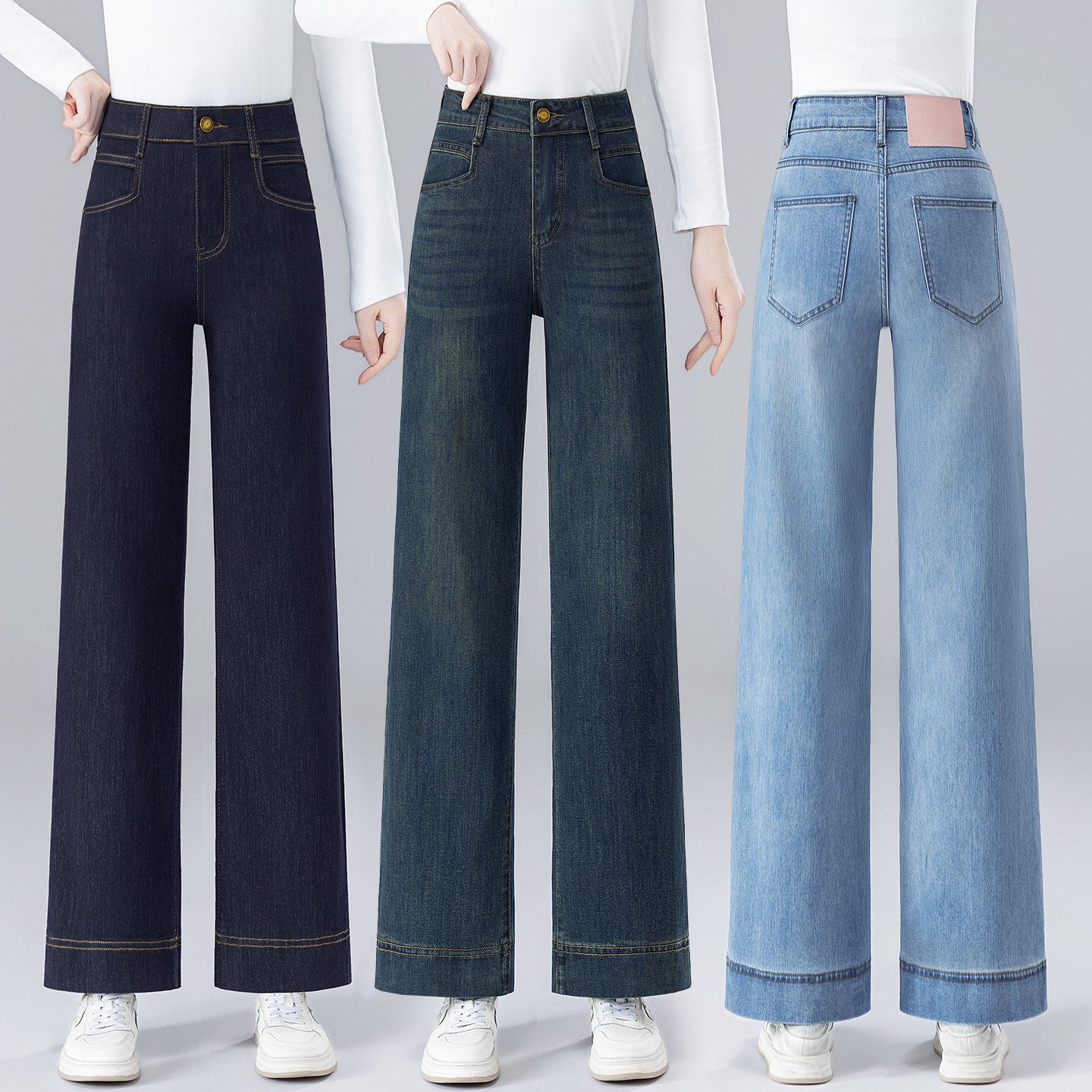 Cropped Wide-Leg Jeans mit hoher Taille
