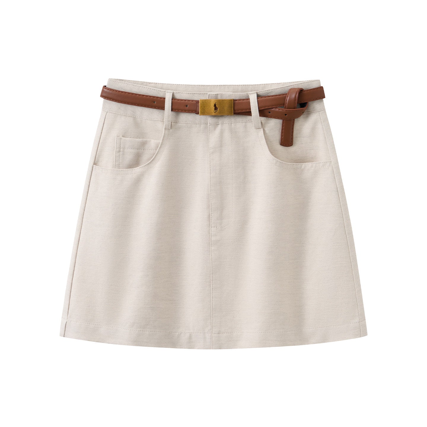 High-waist A-Linien Kleid aus Baumwoll-Leinen