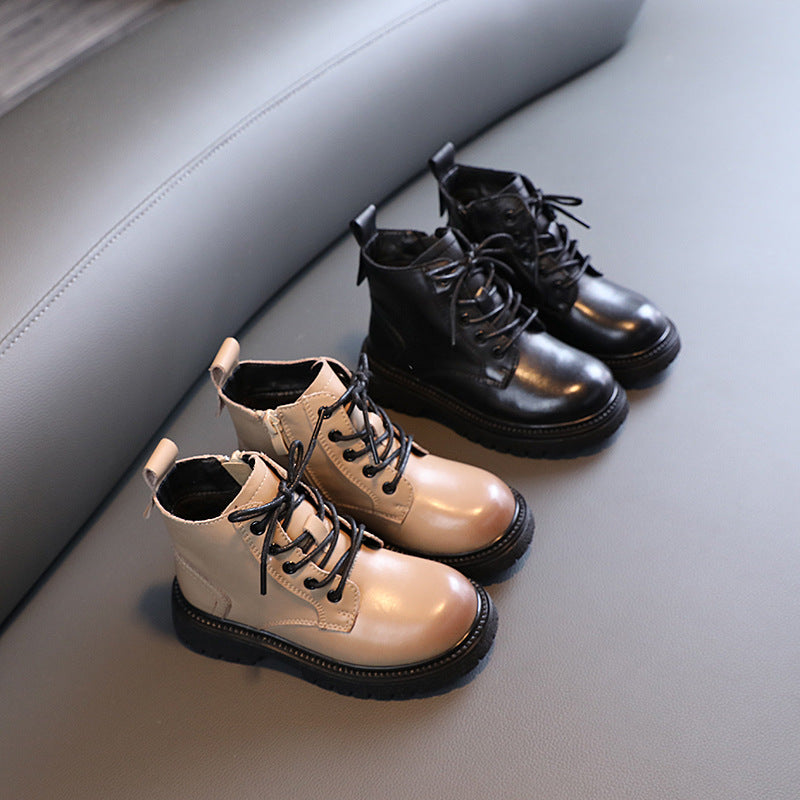 Kinder Leder Worker-Boots mit Schnürung | LuxeStyle