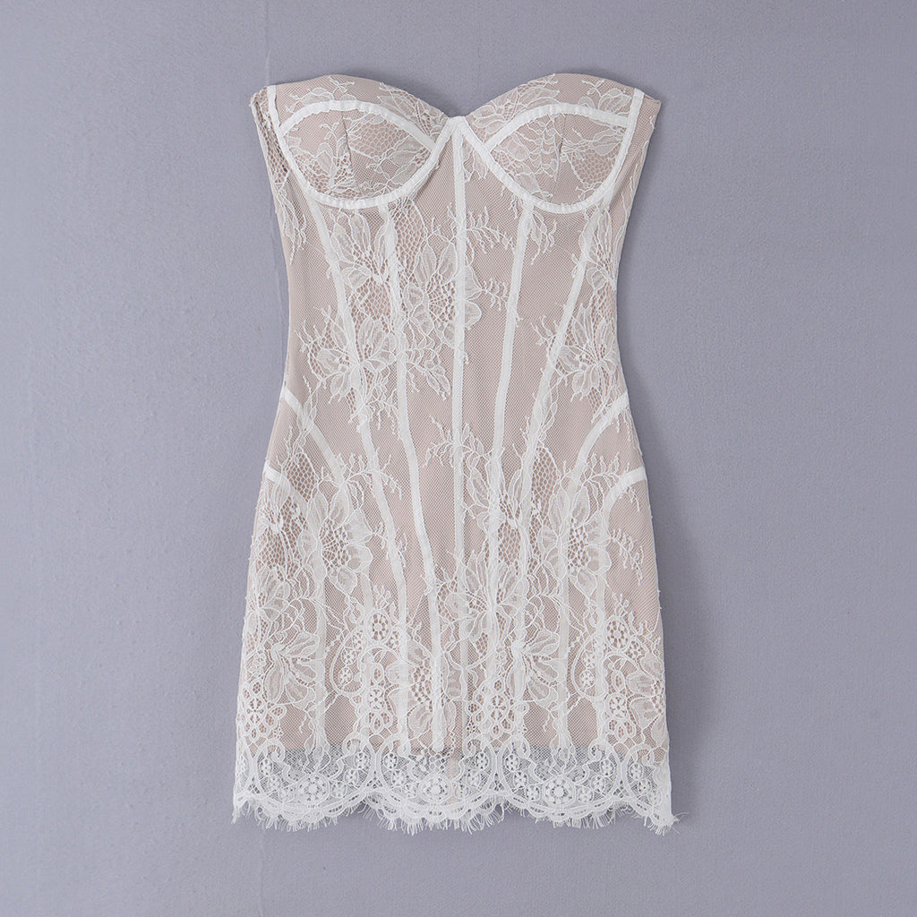 Schlauchhalter-Spitzenkleid Damen