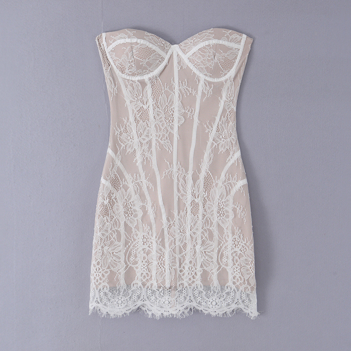 Schlauchhalter-Spitzenkleid Damen