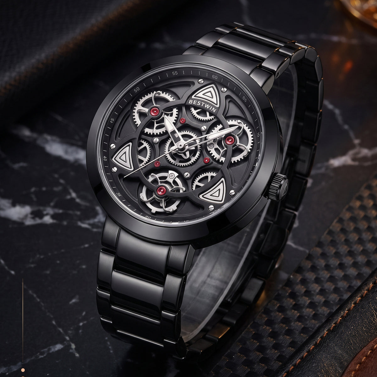 Uhr mit Stahlarmband, mechanisch, Skelett – Bild 13 | LuxeStyle