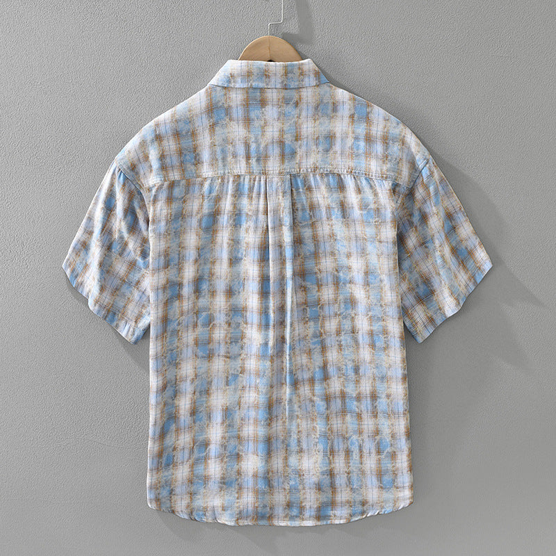 Herren Kurzarmhemd im Plaid-Muster