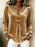 Elegante Samtbluse mit V-Ausschnitt