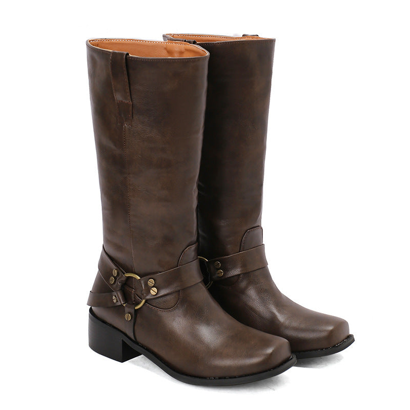 Denim-Stiefeletten mit eckiger Spitze