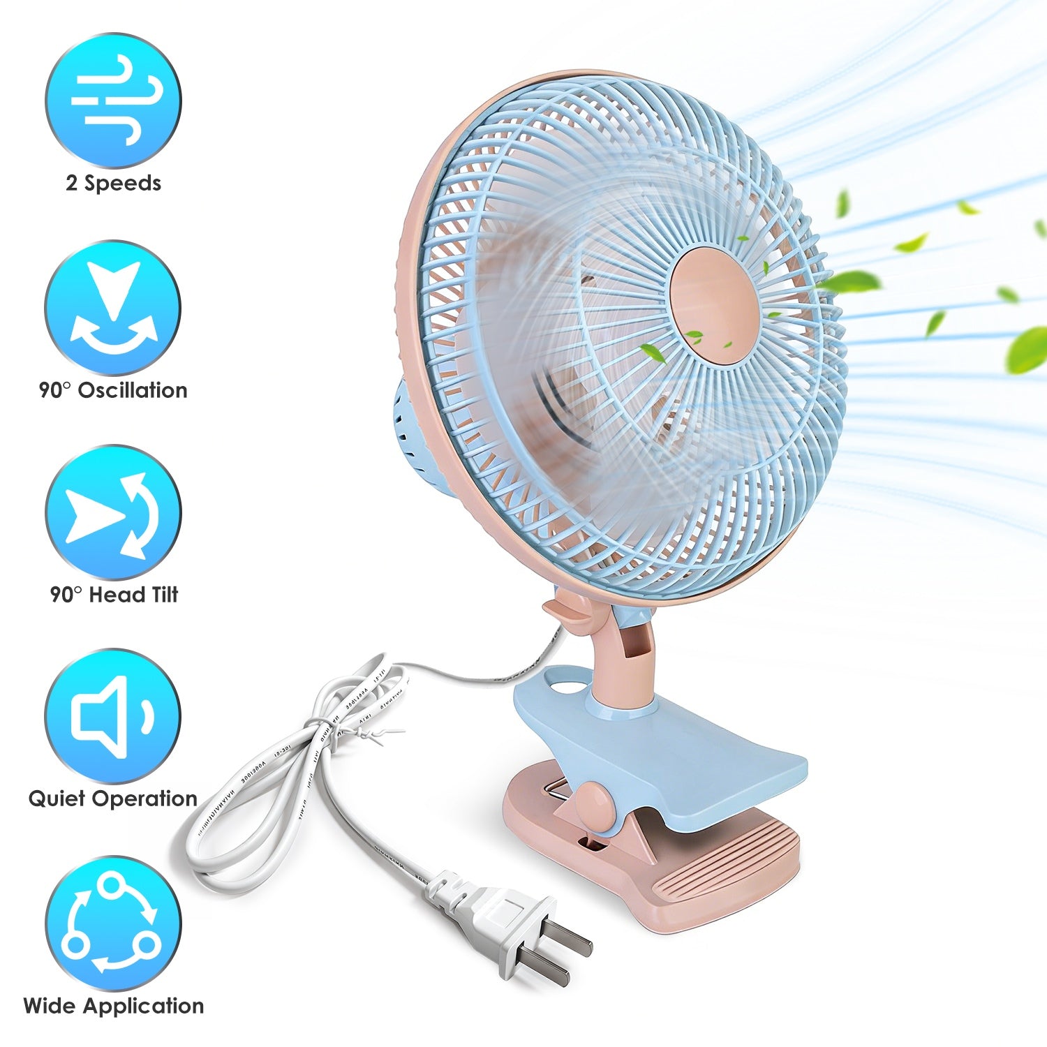 Oszillierender Clip-Ventilator, 2 Stufen – Ansicht 6