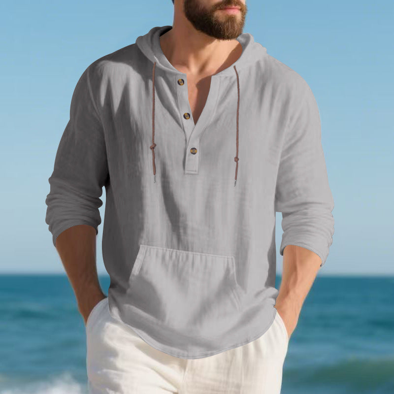 Herren Langarm-Hoodie Leinenmischung – Bild 7 | LuxeStyle