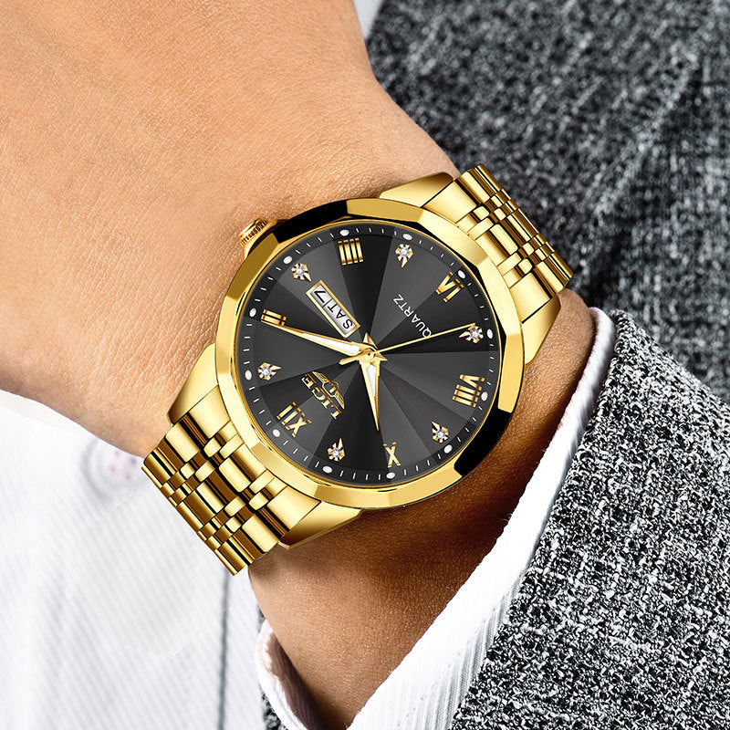 Business-Quartz-Uhr mit Dual-Kalender und Leuchtzeigern – Bild 5 | LuxeStyle