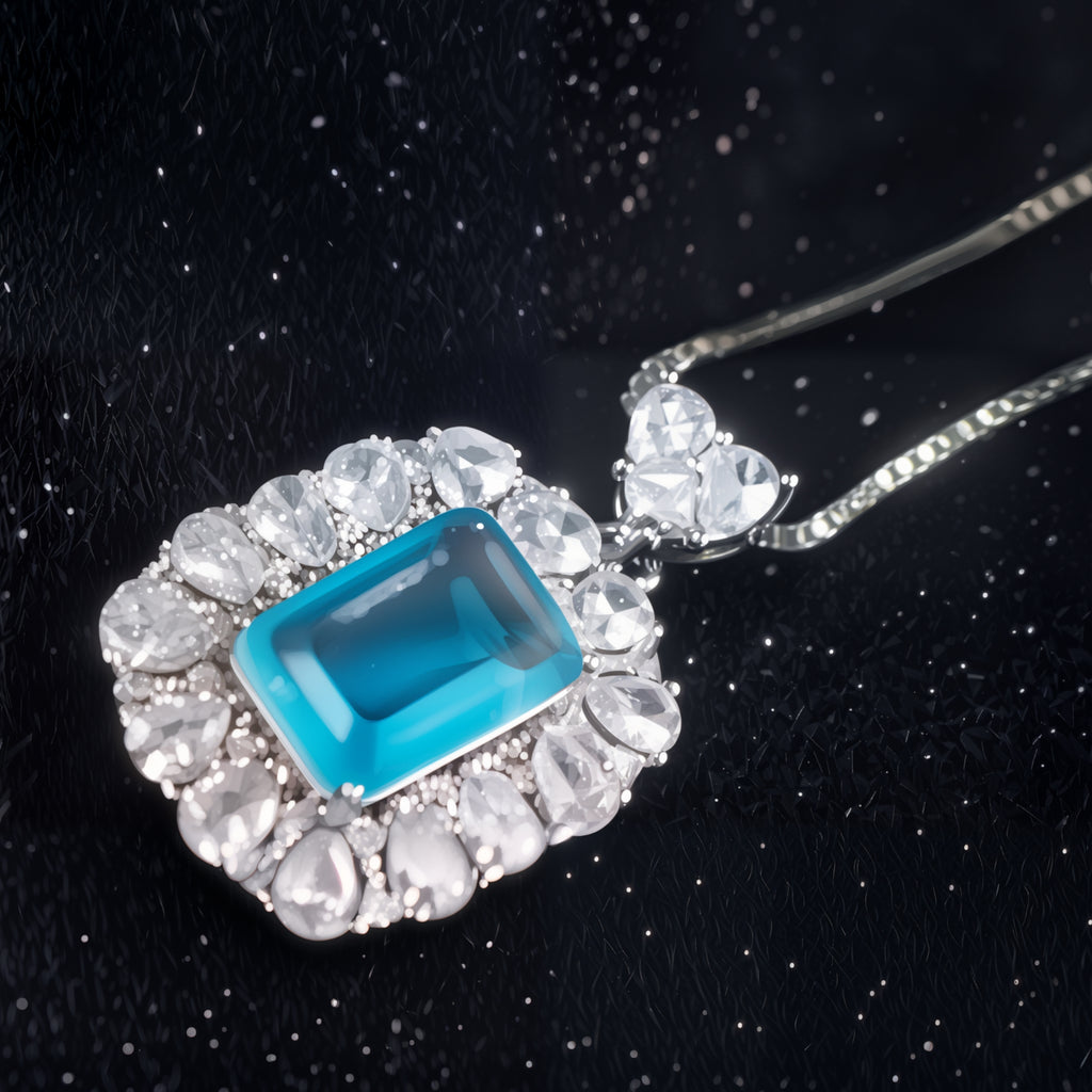Blauer CZ-Halsteil mit Herz-Bügel für Hochzeiten und Täglich