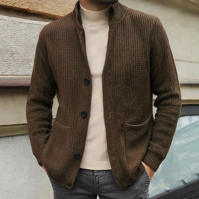 Herren Strickmantel mit Stehkragen