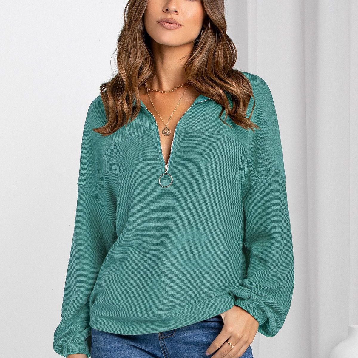Lässiger V-Neck Pullover mit langen Ärmeln