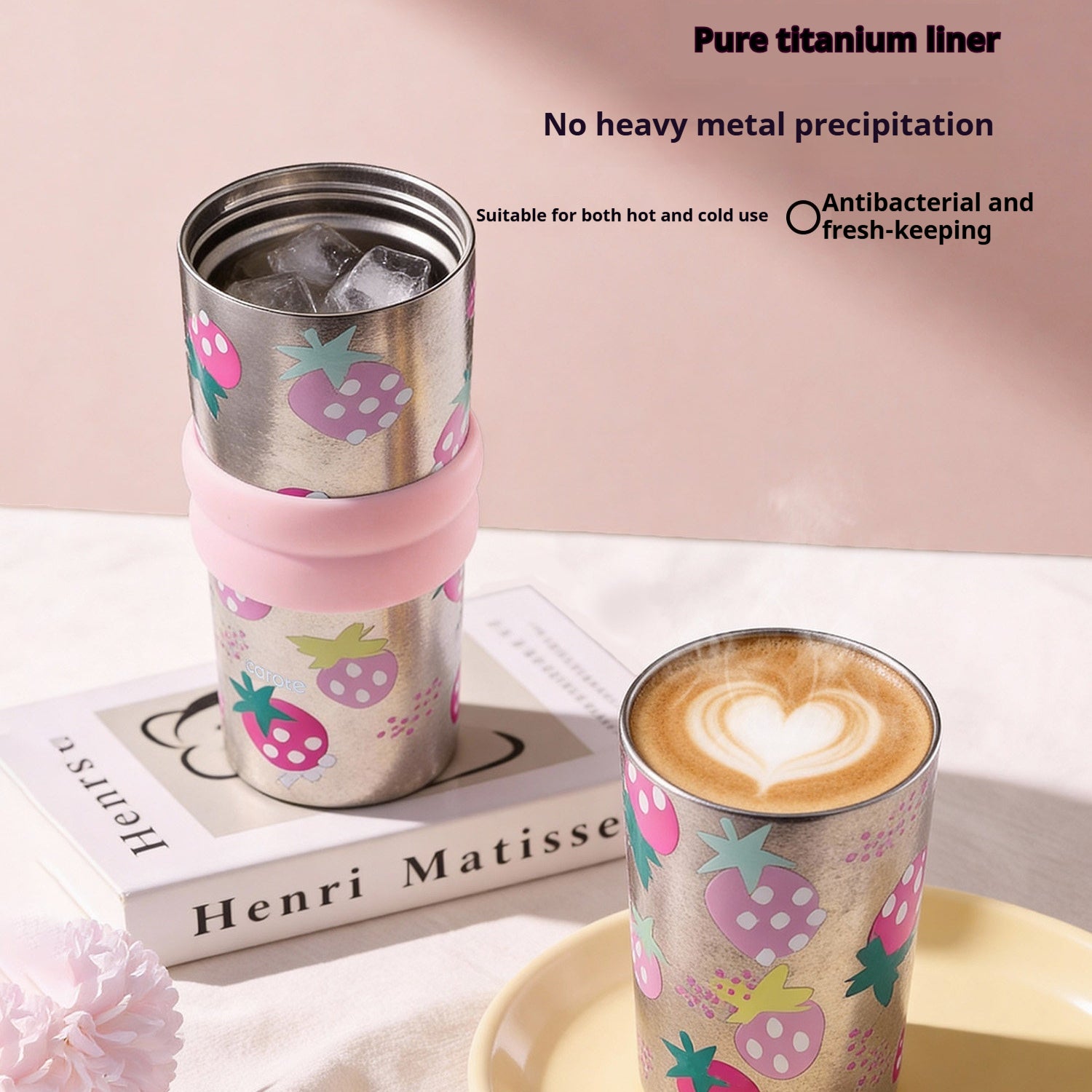 Titan Wasserflasche mit Strohhalm