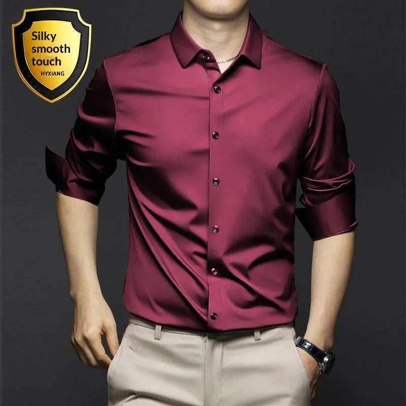 Männer Satin Shirt, einfarbig, Slim Fit – Bild 6 | LuxeStyle