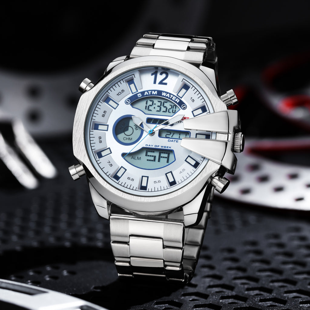 Sportliche Herrenuhr mit Doppel-Display