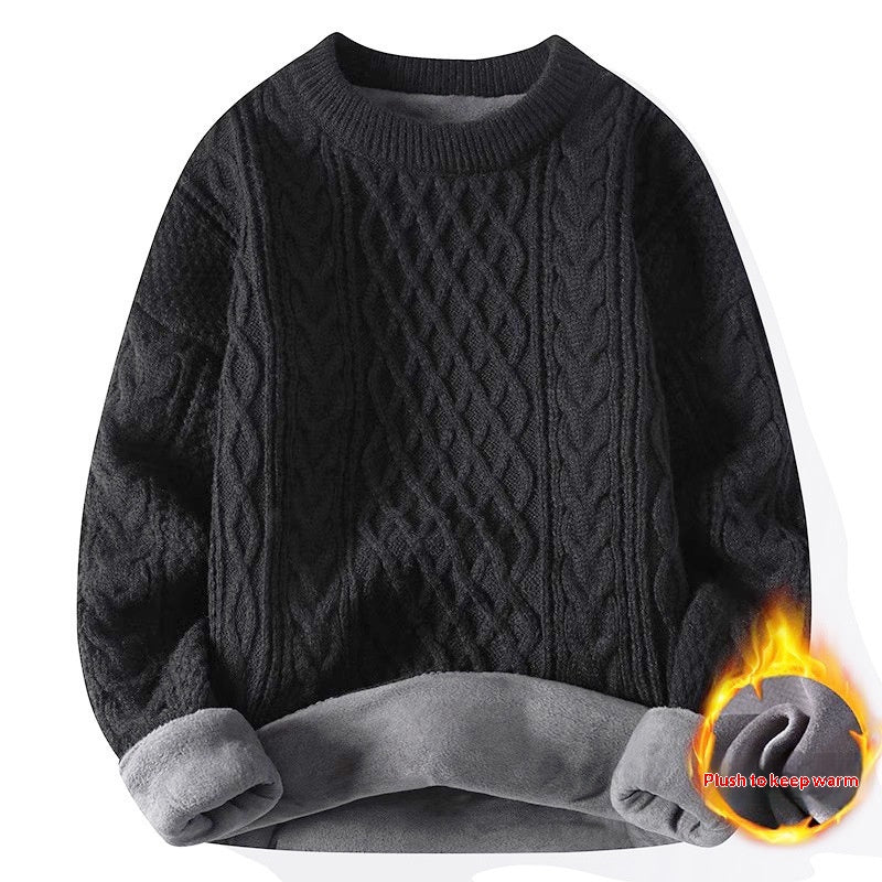 Fleecegefütterter Rundhals-High-Neck Pullover