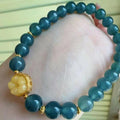Armband mit Glückskatze aus Jadeit