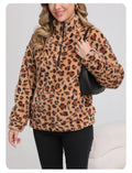 Fleece-Hoodie mit Leo-Print aus Lammfell-Imitat