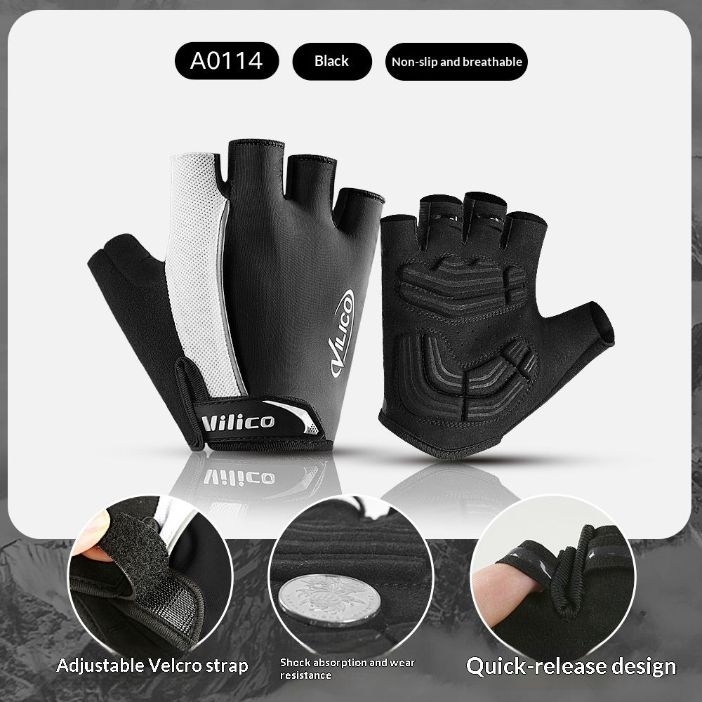 Atmungsaktive Anti-Rutsch Velo-Handschuhe (Halbfinger)