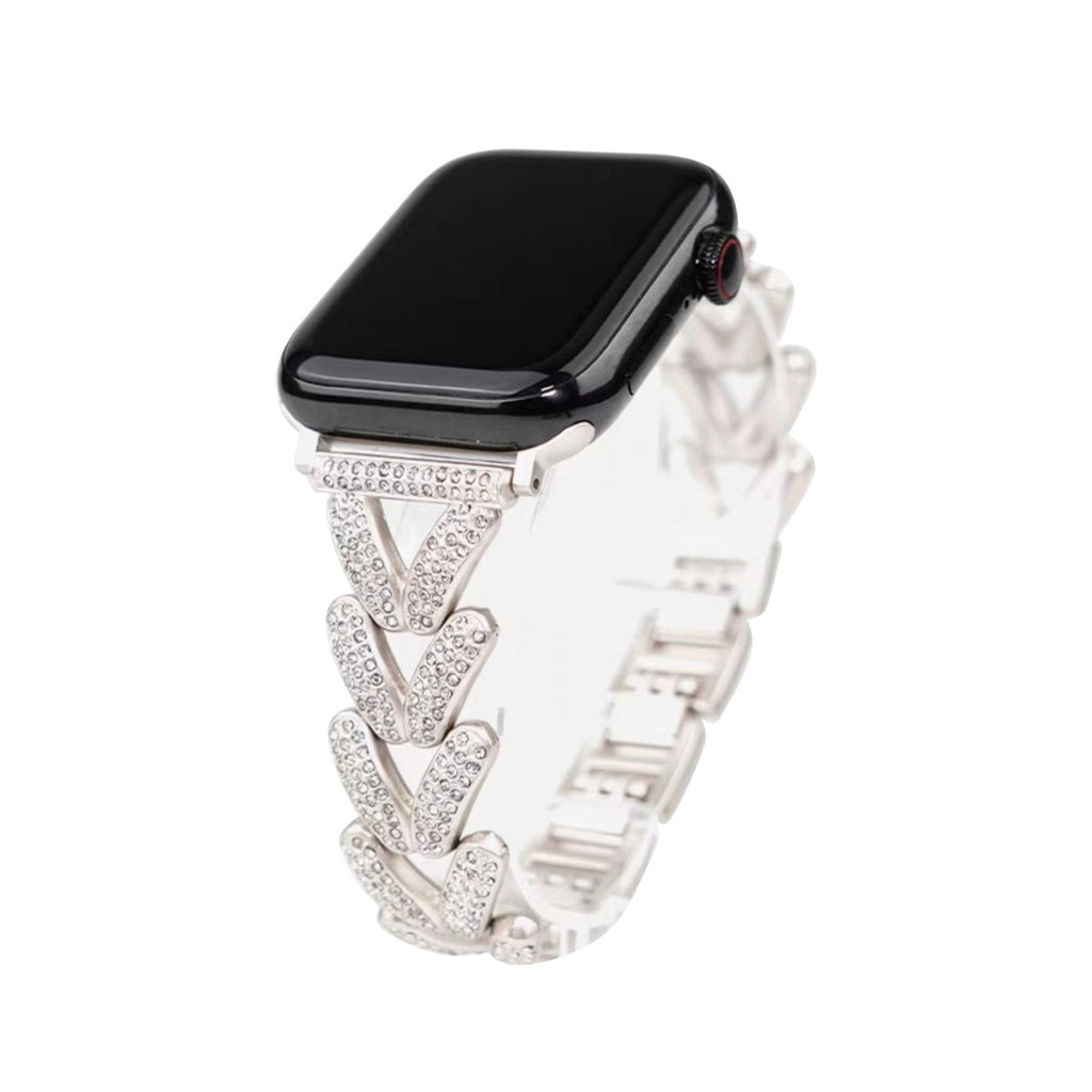 V-förmiges Metallarmband mit Diamanten