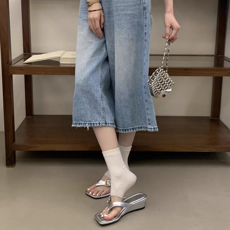 Vintage Keil-Flip-Flops für Damen